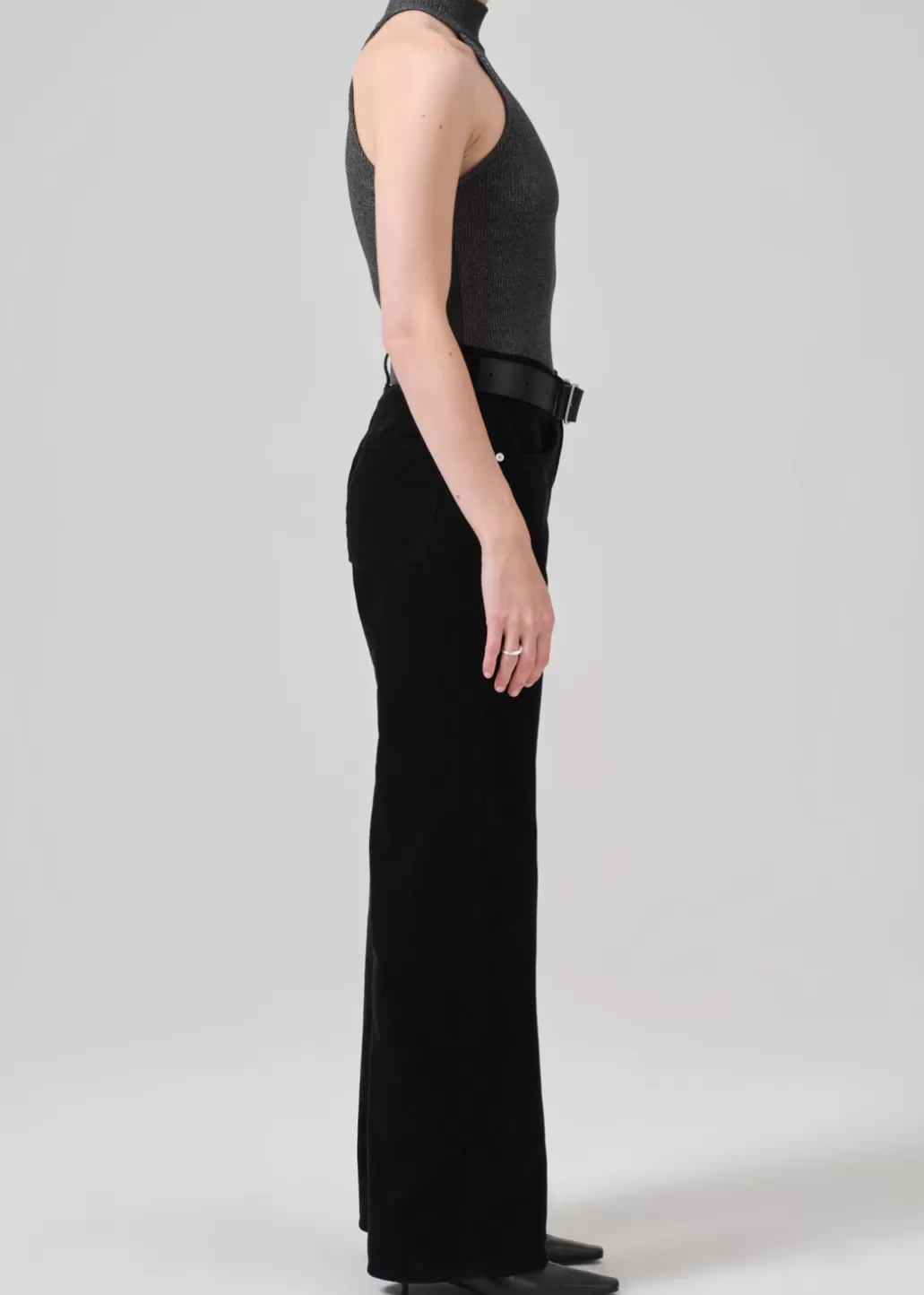 Citizens Of Humanity Annina High Rise Wide Leg 33" Corduroy Black Shop